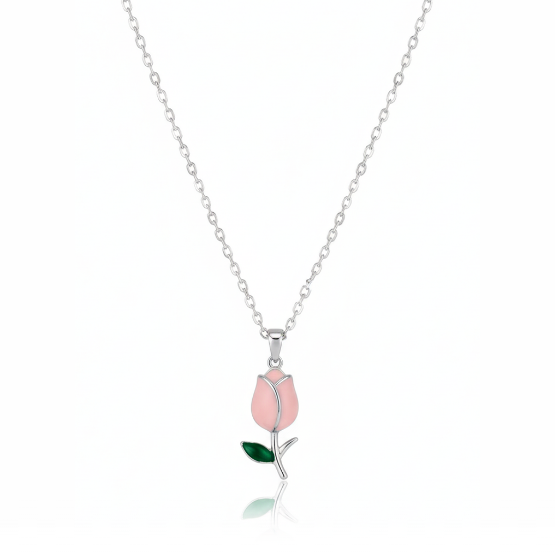 Pink Tulip Charm Necklace