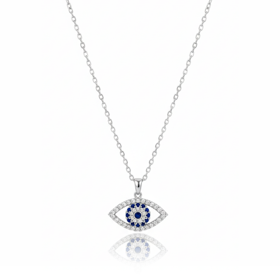 Soothing Evil Eye Zircon Diamond Necklace