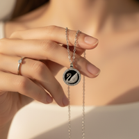 Rhodium Plated Swan Medallion Necklace