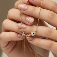 18k Gold Plated Fishbone Charm Necklace