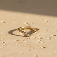 V SHAPE WHITE ZIRCON RING