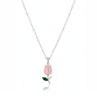 Pink Tulip Charm Necklace