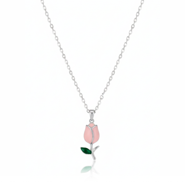 Pink Tulip Charm Necklace
