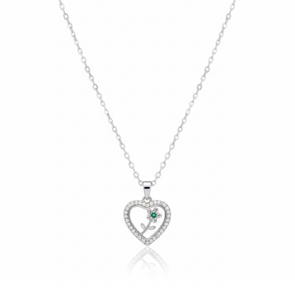 Flower Stuck Heart Necklace