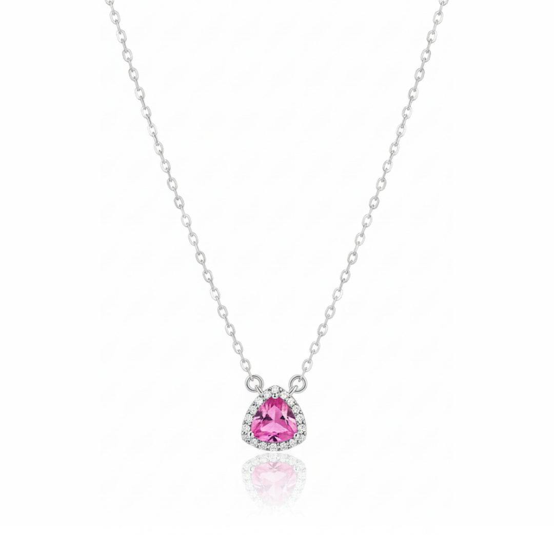 Triangular  Zircon Diamond Necklace
