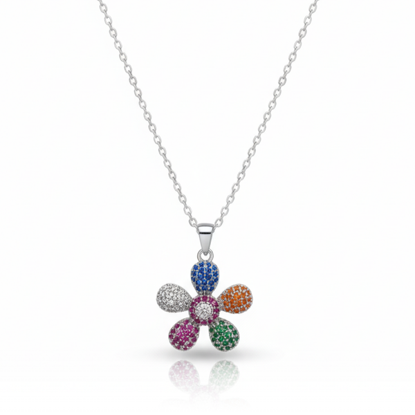 Multicolored Dainty Daisy Necklace