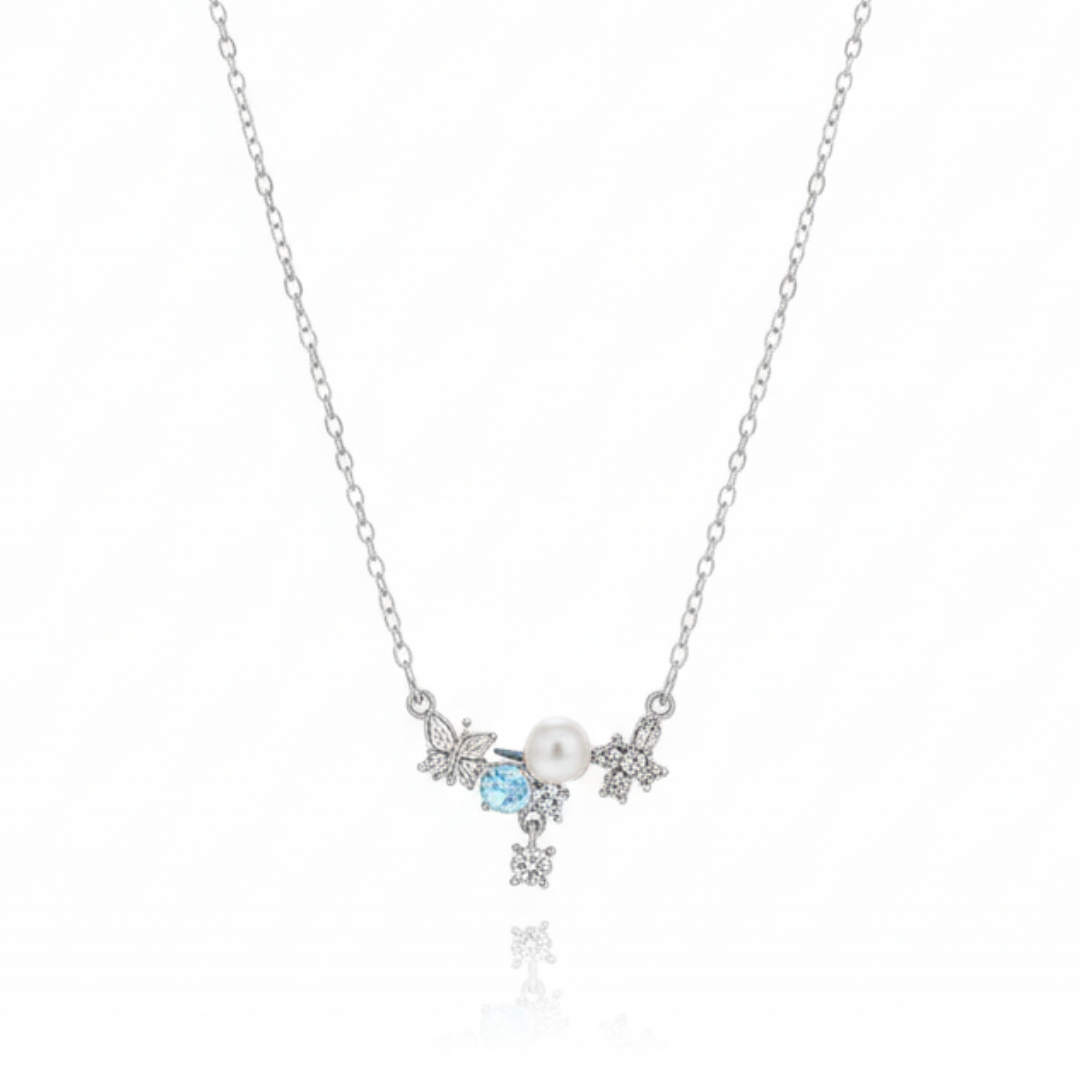Silver Flower Cluster Necklace