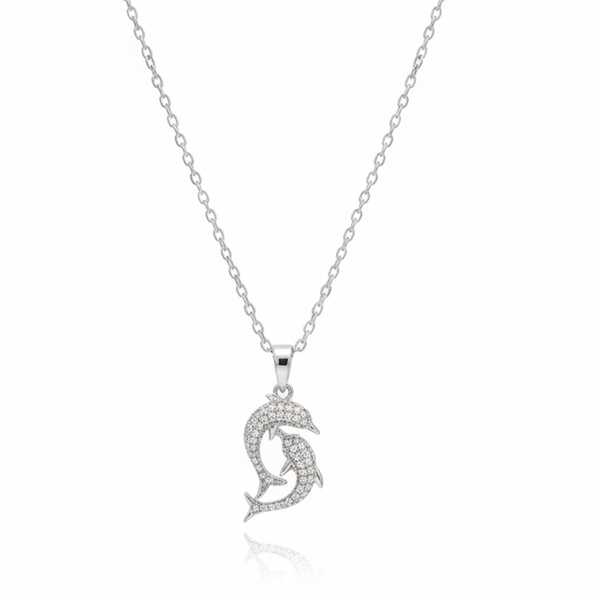 Dainty Dolphins Zircon Diamond Necklace