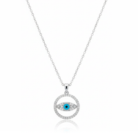 Circular Evil Eye Zircon Diamond Necklace