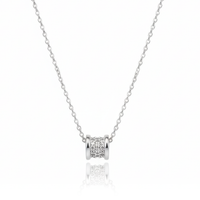 Zircon Studded Cylinder Pendant Necklace