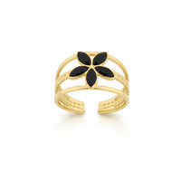 Black Bloom Charm Ring