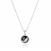 Rhodium Plated Swan Medallion Necklace
