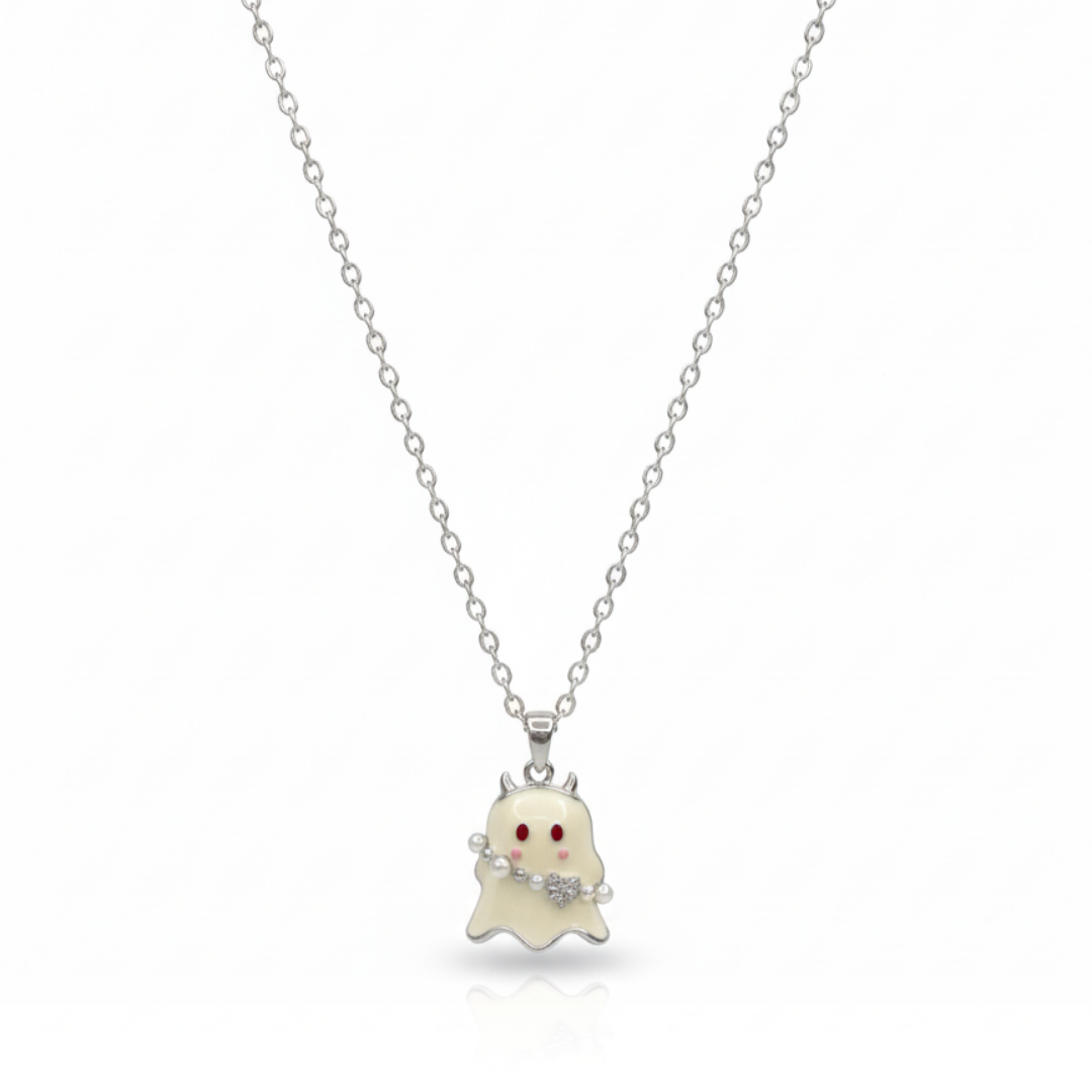 Playful Ghost Charm Necklace