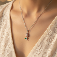 Pink Tulip Charm Necklace