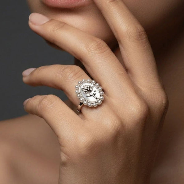 Vintage Rose Pearl Ring
