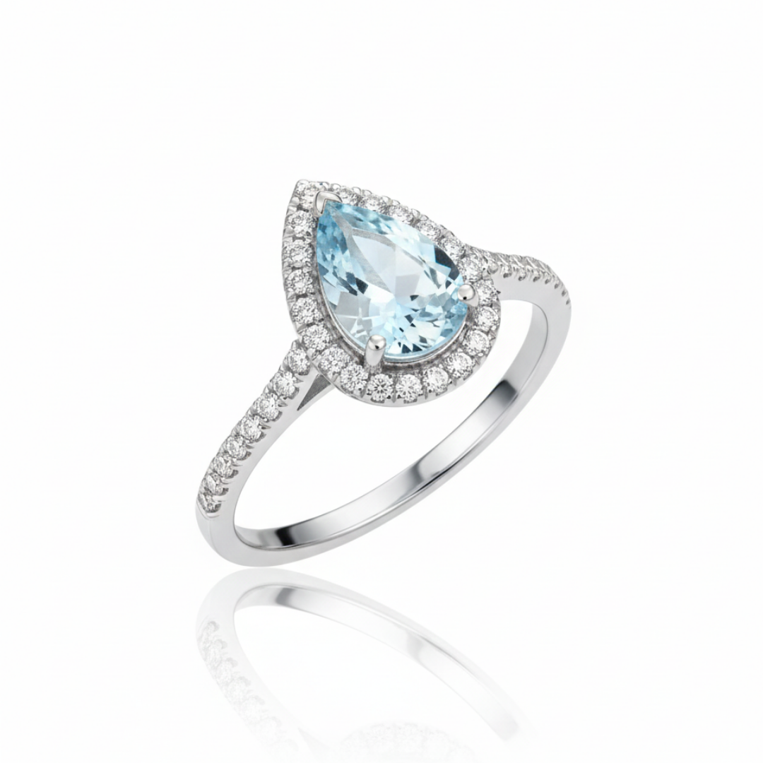 Pear Drop Sparkle Ring