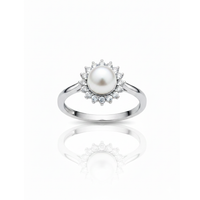 Luminous Pearl Halo Ring