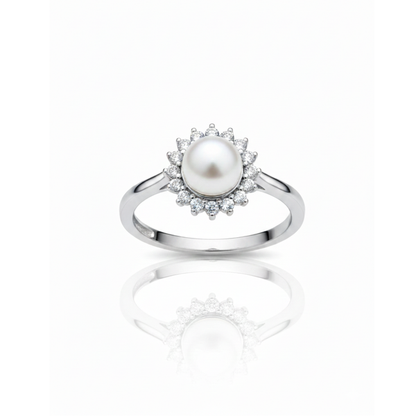 Luminous Pearl Halo Ring
