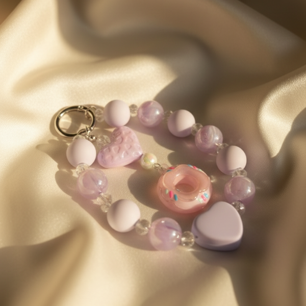 Lilac Heart Bead Mobile Charm