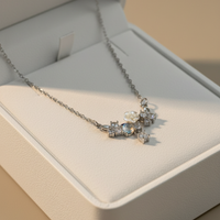 Silver Flower Cluster Necklace