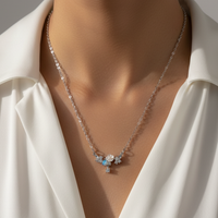 Silver Flower Cluster Necklace