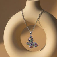 Multicolored Zircon Butterfly Necklace