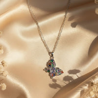 Multicolored Zircon Butterfly Necklace