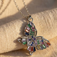 Multicolored Zircon Butterfly Necklace