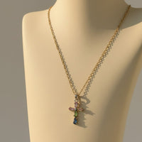 Multicolor Zircon Faith Cross Necklace